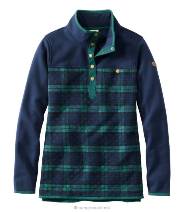 γυναίκες καπιτονέ φούτερ 6PHT116 L.L.Bean είδη ένδυσης κλασικό navy/blackwatch καρό
