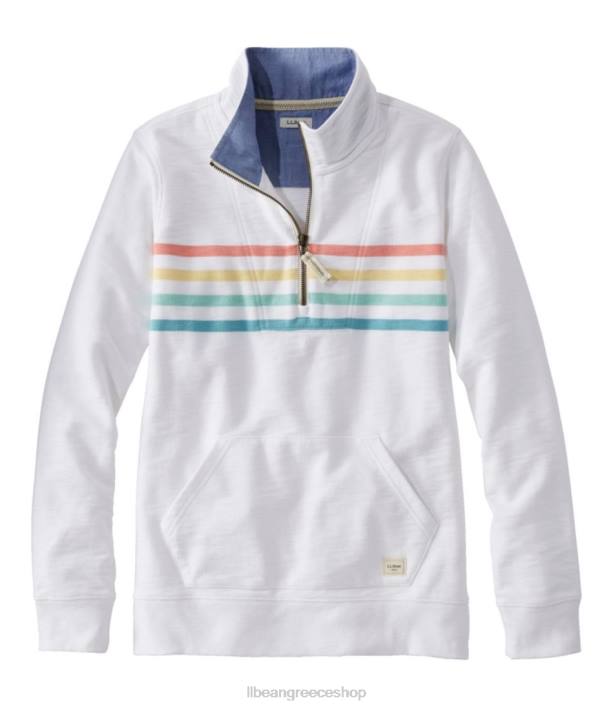 γυναίκες φούτερ από οργανικό βαμβάκι 6PHT378 L.L.Bean είδη ένδυσης λευκή τοποθετημένη ρίγα