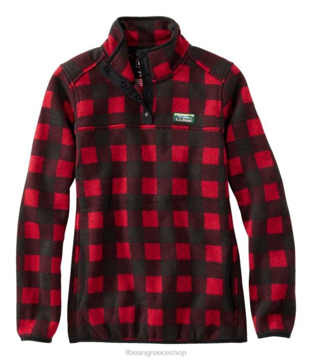 γυναίκες πουλόβερ fleece πουλόβερ 6PHT3397 L.L.Bean είδη ένδυσης βουβαλίσιο καρό γρανάτη