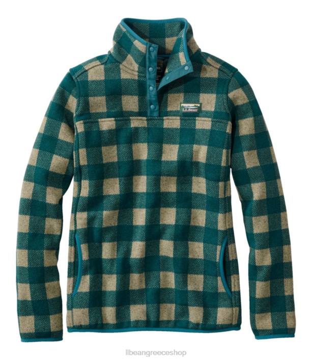 γυναίκες πουλόβερ fleece πουλόβερ 6PHT526 L.L.Bean είδη ένδυσης καρό από ευκάλυπτο/ερυθρελάτης βουβαλίσιο