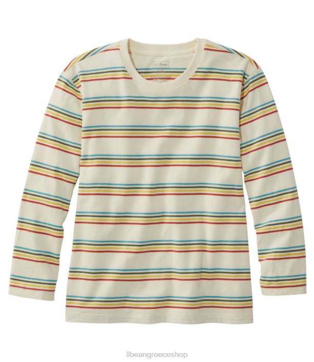 γυναίκες σαββατιάτικο μπλουζάκι 6PHT4642 L.L.Bean είδη ένδυσης κρέμα πολλαπλών λωρίδων