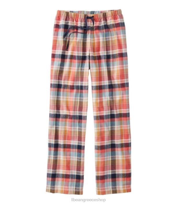γυναίκες φανελένιο παντελόνι ύπνου 6PHT3233 L.L.Bean είδη ένδυσης βαθύ κοραλί καρό