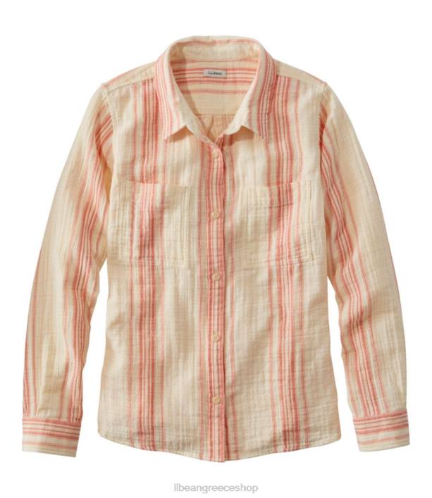 γυναίκες πουκάμισο σε σύννεφο 6PHT3003 L.L.Bean είδη ένδυσης ηλιόλουστη κοραλλί ρίγα
