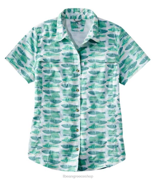 γυναίκες πουκάμισο με τροπικά ρούχα 6PHT3246 L.L.Bean είδη ένδυσης έντιμο aqua fish print