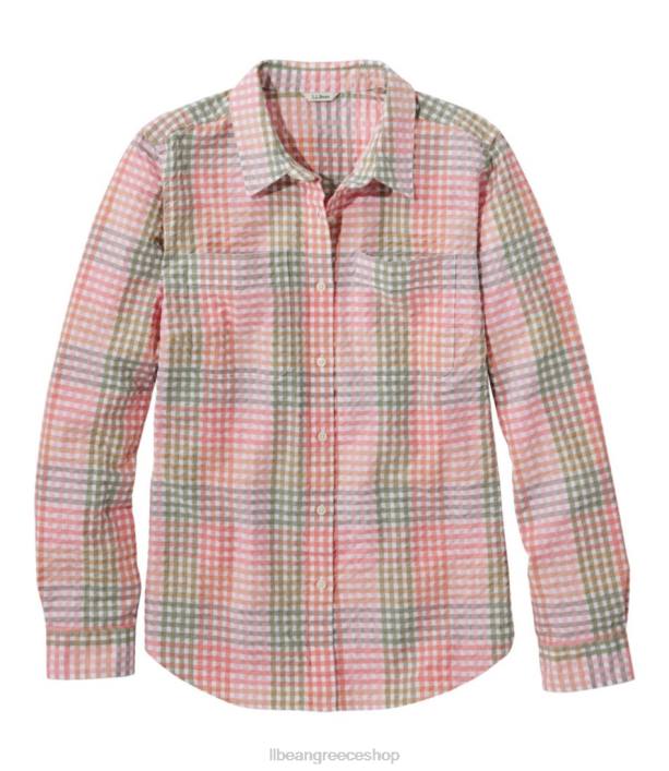 γυναίκες πουκάμισο vacationland seersucker 6PHT2949 L.L.Bean είδη ένδυσης ηλιόλουστη κοραλλιογενής έλεγχος
