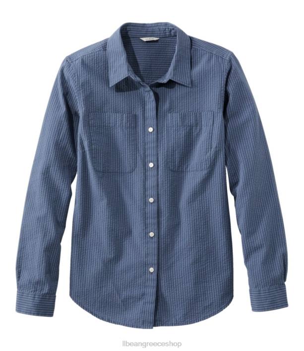 γυναίκες πουκάμισο vacationland seersucker 6PHT2969 L.L.Bean είδη ένδυσης μαλακή λωρίδα indigo