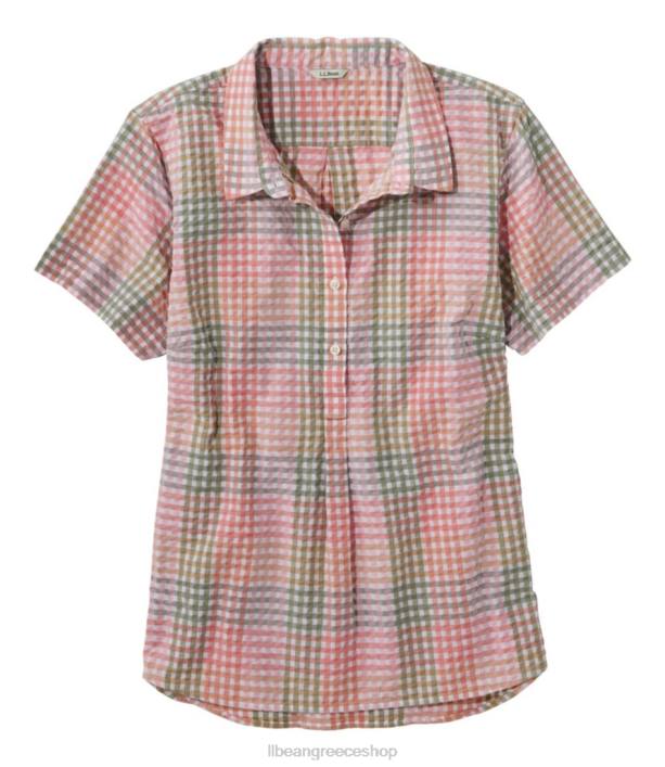 γυναίκες πουκάμισο vacationland seersucker 6PHT2990 L.L.Bean είδη ένδυσης ηλιόλουστη κοραλλιογενής έλεγχος