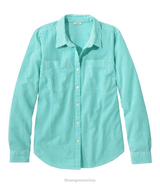 γυναίκες πουκάμισο vacationland seersucker 6PHT4607 L.L.Bean είδη ένδυσης νεφρίτης του ωκεανού