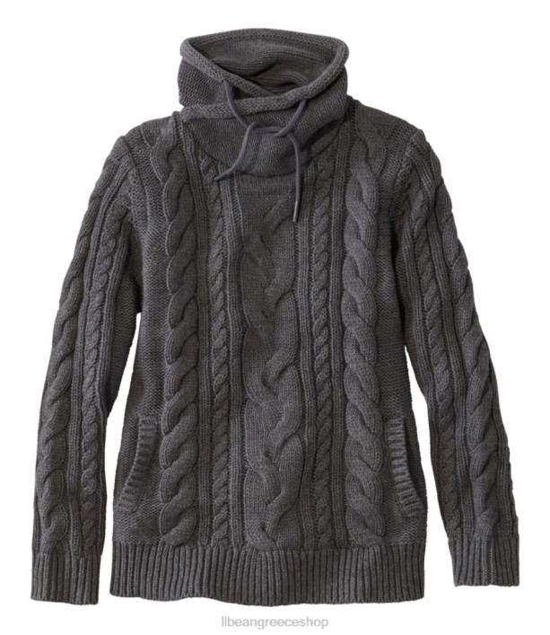 γυναίκες πουλόβερ με μικτό καλώδιο 6PHT4920 L.L.Bean x Double L είδη ένδυσης κάρβουνο ρείκι