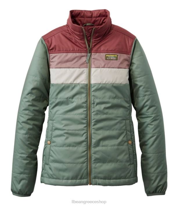 γυναίκες κλασικό puffer jacket του βουνού 6PHT5074 L.L.Bean εξωτερικά ενδύματα τριανταφυλλιάς/πράσινης θάλασσας