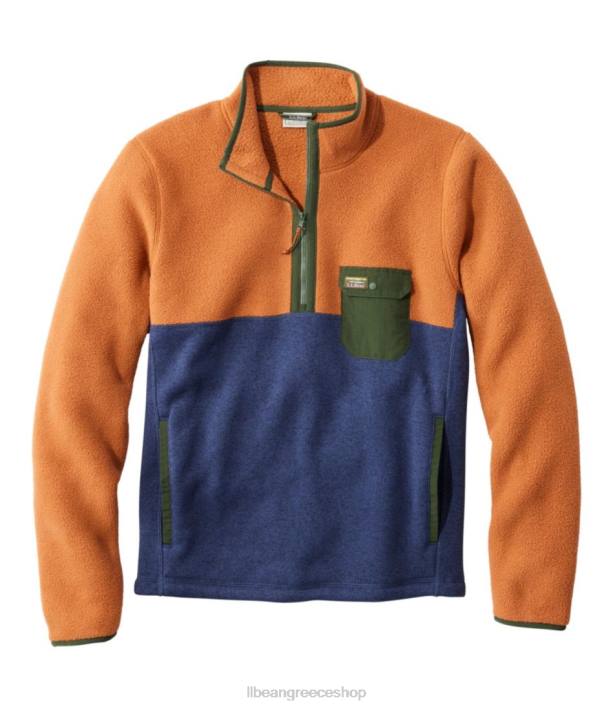 άνδρες πουλόβερ fleece sherpa υβριδικό πουλόβερ 6PHT6066 L.L.Bean είδη ένδυσης πλίθινο/φωτεινό ναυτικό