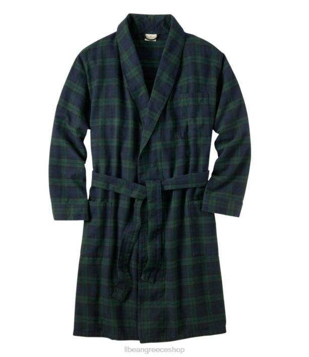 άνδρες σκωτσέζικη καρό φανέλα ρόμπα 6PHT5817 L.L.Bean είδη ένδυσης μαύρο ρολόι ταρτάν