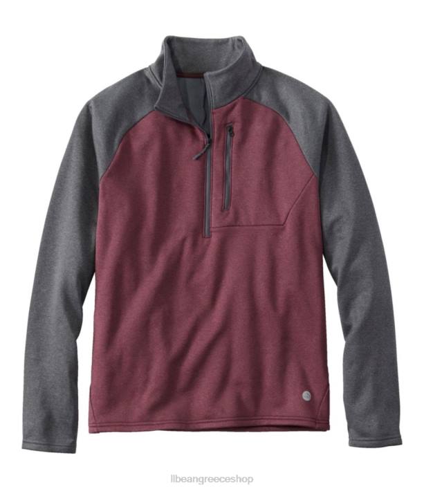 άνδρες ορεινό φλις μισό φερμουάρ 6PHT556 L.L.Bean εξωτερικά ενδύματα κράμα γκρι/μπορντό