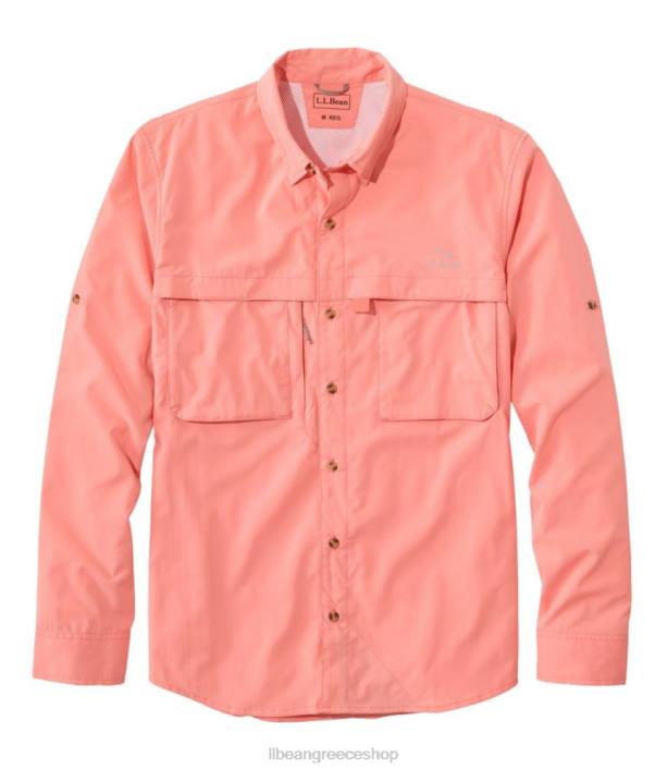 άνδρες πουκάμισο με τροπικά ρούχα 6PHT245 L.L.Bean είδη ένδυσης ζεστό κοράλλι