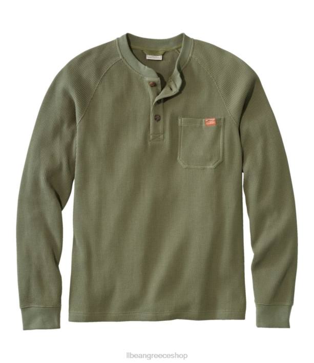 άνδρες βάφλα henley με φασόλια 6PHT7013 L.L.Bean είδη ένδυσης βαθιά ελιά