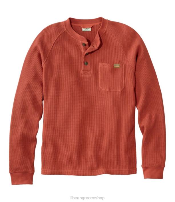 άνδρες βάφλα henley με φασόλια 6PHT7208 L.L.Bean είδη ένδυσης σκουριά πορτοκαλί