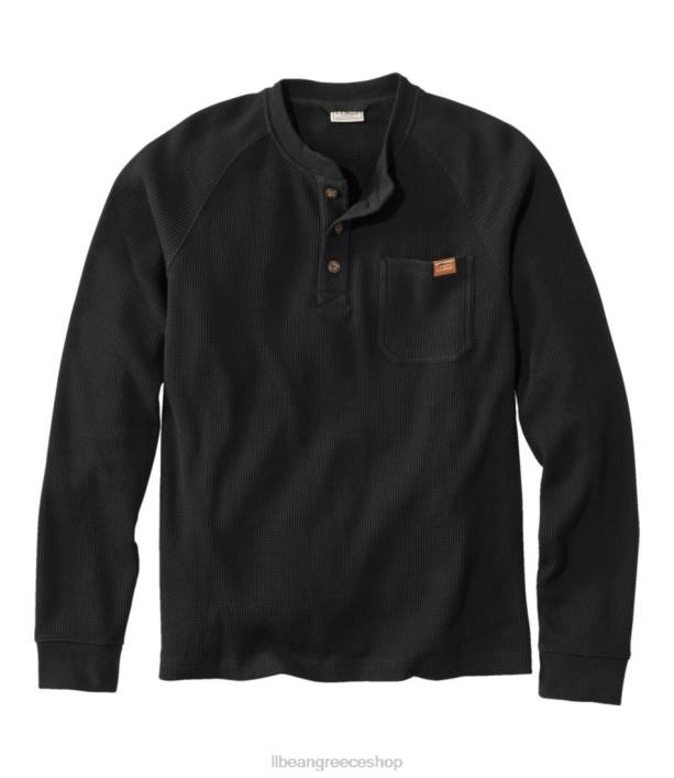 άνδρες βάφλα henley με φασόλια 6PHT7301 L.L.Bean είδη ένδυσης μεσάνυχτα μαύρα
