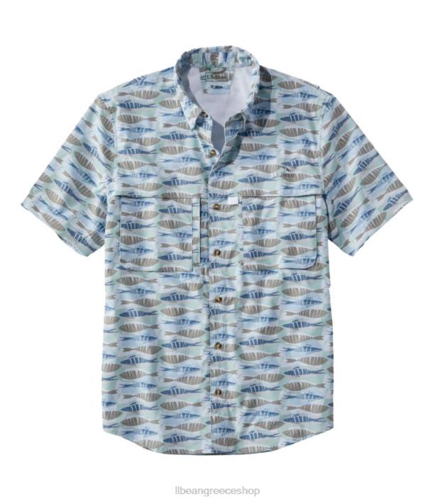 άνδρες πουκάμισο με τροπικά ρούχα 6PHT368 L.L.Bean είδη ένδυσης Απαλό μπλε τύπωμα ψαριού