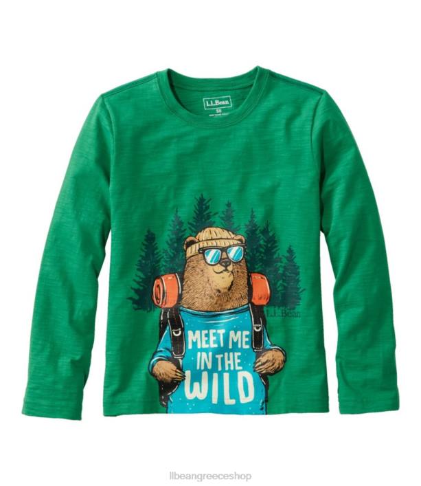 παιδιά γραφικό μπλουζάκι 6PHT4921 L.L.Bean είδη ένδυσης γκαζόν πράσινο αρκούδα πεζοπορίας