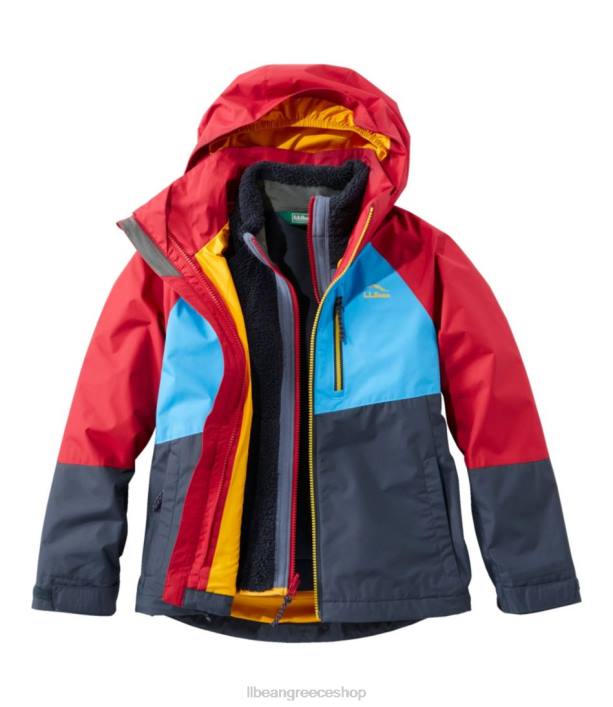 παιδιά Μπουφάν 3 σε 1 με φλις επένδυση 6PHT3647 L.L.Bean εξωτερικά ενδύματα σκούρο κόκκινο/έντονο aqua