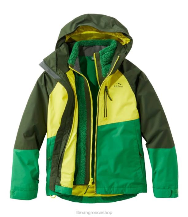 παιδιά Μπουφάν 3 σε 1 με φλις επένδυση 6PHT882 L.L.Bean εξωτερικά ενδύματα σκιά του δάσους/πράσινο γκαζόν