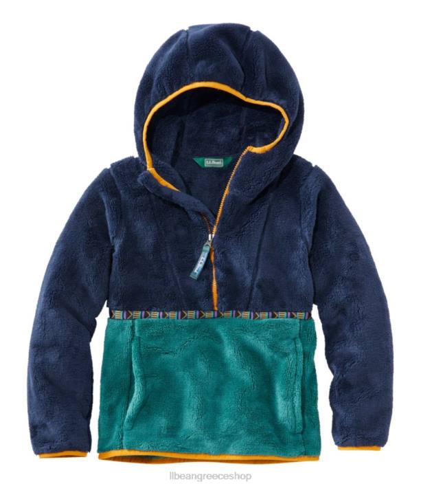 παιδιά πουλόβερ φλις με κουκούλα 6PHT3461 L.L.Bean εξωτερικά ενδύματα φωτεινό ναυτικό/ζεστό γαλαζοπράσινο