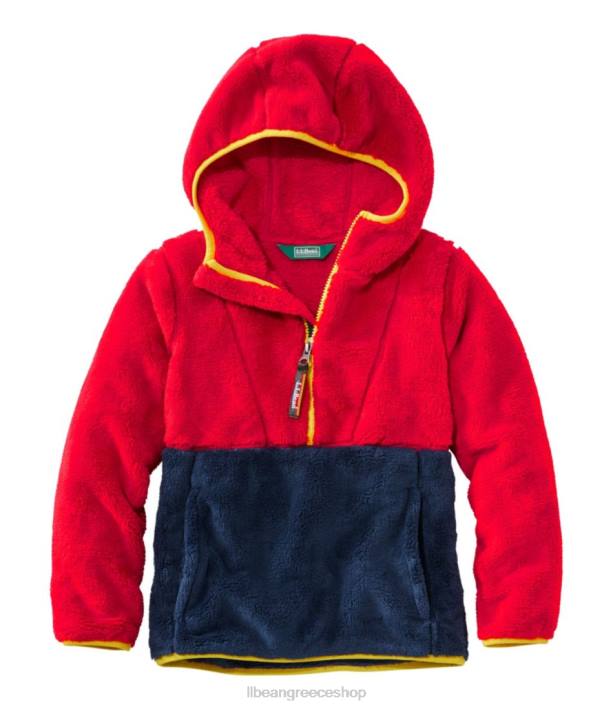 παιδιά πουλόβερ φλις με κουκούλα 6PHT4986 L.L.Bean εξωτερικά ενδύματα σκούρο κόκκινο/φωτεινό ναυτικό