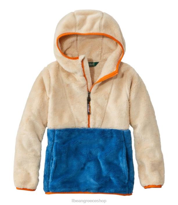 παιδιά πουλόβερ φλις με κουκούλα 6PHT617 L.L.Bean εξωτερικά ενδύματα φυσικό/θαλάσσιο μπλε