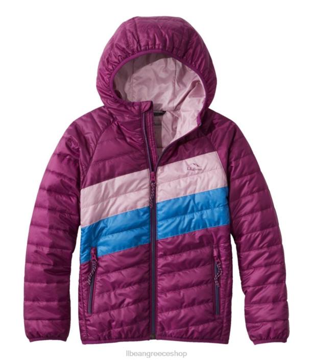 παιδιά μπουφάν primaloft packaway με κουκούλα 6PHT3639 L.L.Bean εξωτερικά ενδύματα σκούρο μουριά/ανοιχτό μοβ