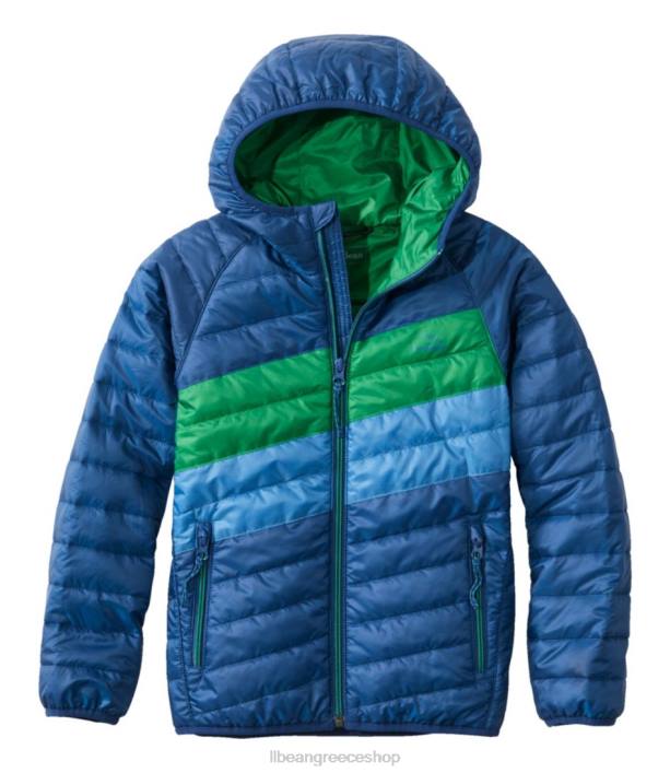 παιδιά μπουφάν primaloft packaway με κουκούλα 6PHT5106 L.L.Bean εξωτερικά ενδύματα συλλογικό μπλε/πράσινο γκαζόν