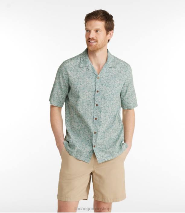 άνδρες tropics πουκάμισο 6PHT6904 LLBean είδη ένδυσης τριφύλλι αφηρημένη γεωγραφική