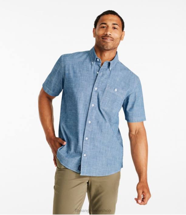 άνδρες άνετο ελαστικό πουκάμισο chambray 6PHT5019 LLBean είδη ένδυσης ινδικό