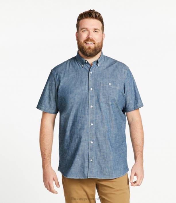 άνδρες άνετο ελαστικό πουκάμισο chambray 6PHT5019 LLBean είδη ένδυσης ινδικό