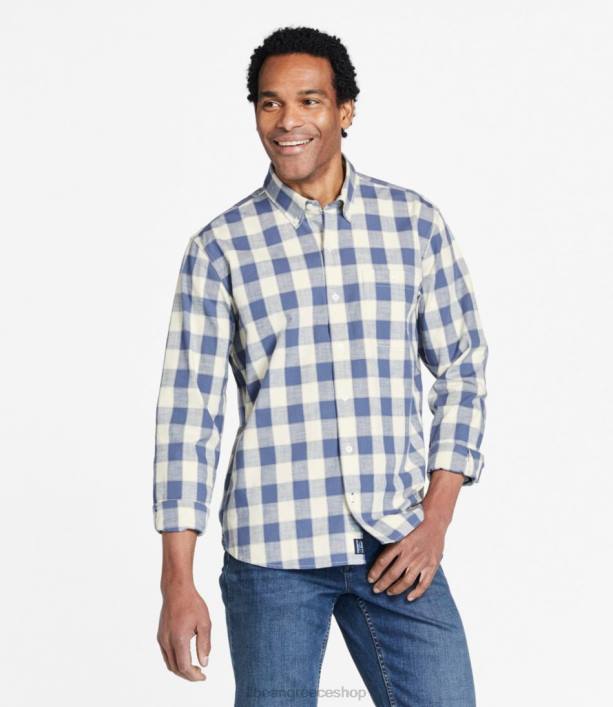 άνδρες άνετο ελαστικό πουκάμισο chambray 6PHT6985 LLBean είδη ένδυσης φωτεινός ναυτικός