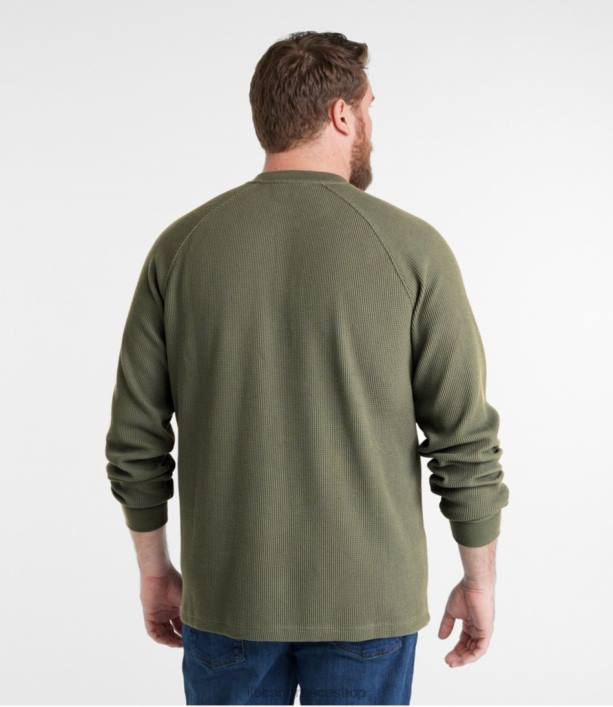 άνδρες βάφλα henley με φασόλια 6PHT7013 LLBean είδη ένδυσης βαθιά ελιά