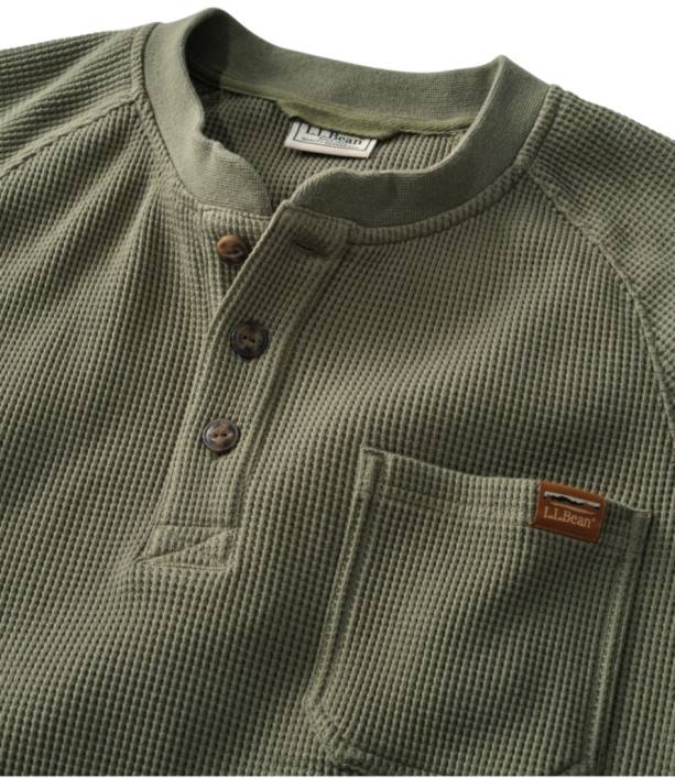 άνδρες βάφλα henley με φασόλια 6PHT7013 LLBean είδη ένδυσης βαθιά ελιά