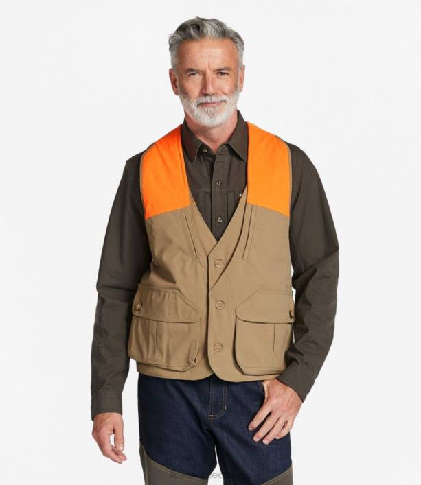 άνδρες γιλέκο κυνηγού ορεινών 6PHT1978 LLBean x Double L εξοπλισμός εξωτερικού χώρου σκούρο χακί/πορτοκαλί κυνηγός