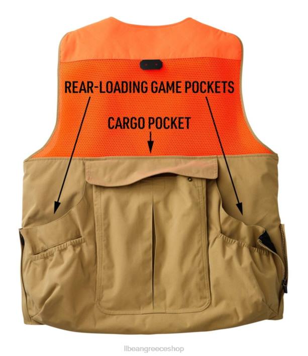 άνδρες γιλέκο κυνηγού ορεινών 6PHT1978 LLBean x Double L εξοπλισμός εξωτερικού χώρου σκούρο χακί/πορτοκαλί κυνηγός