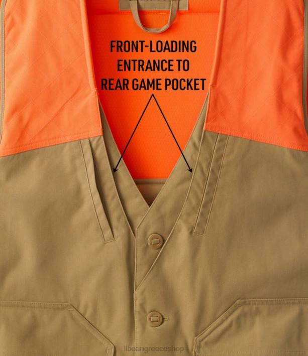 άνδρες γιλέκο κυνηγού ορεινών 6PHT1978 LLBean x Double L εξοπλισμός εξωτερικού χώρου σκούρο χακί/πορτοκαλί κυνηγός
