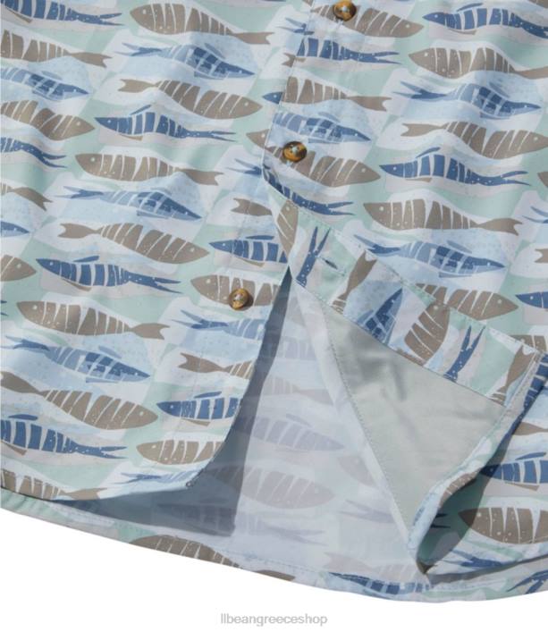 άνδρες πουκάμισο με τροπικά ρούχα 6PHT3251 LLBean είδη ένδυσης έντιμο aqua fish print