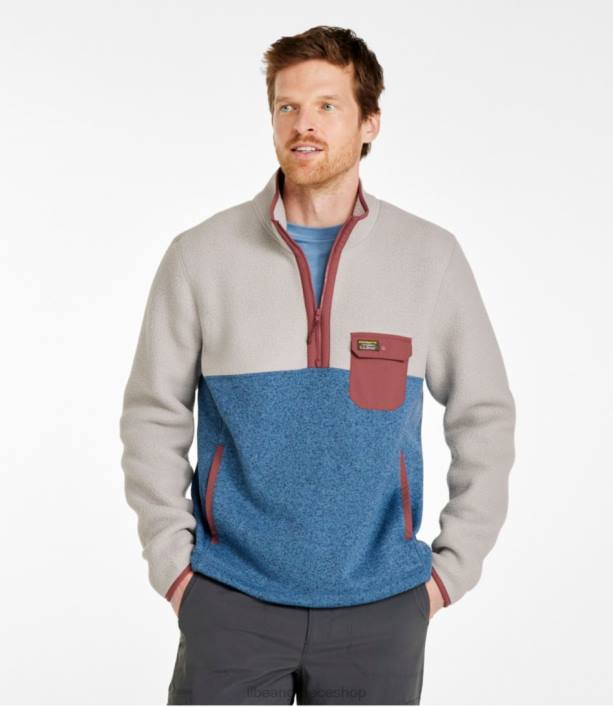άνδρες πουλόβερ fleece sherpa υβριδικό πουλόβερ 6PHT3653 LLBean είδη ένδυσης rangeley blue/woodsmoke
