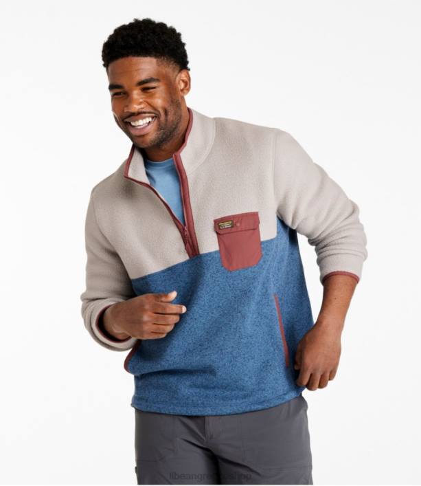 άνδρες πουλόβερ fleece sherpa υβριδικό πουλόβερ 6PHT3653 LLBean είδη ένδυσης rangeley blue/woodsmoke