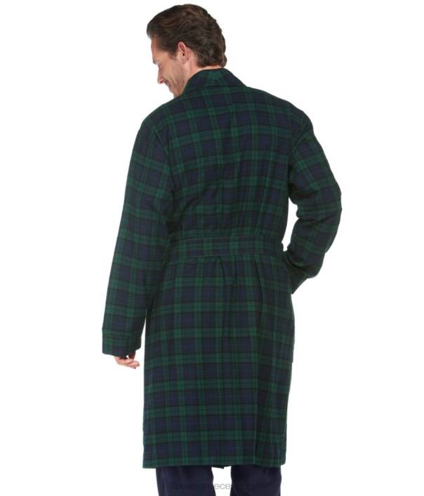 άνδρες σκωτσέζικη καρό φανέλα ρόμπα 6PHT5817 LLBean είδη ένδυσης μαύρο ρολόι ταρτάν