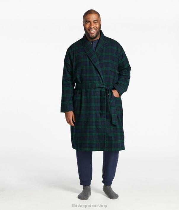 άνδρες σκωτσέζικη καρό φανέλα ρόμπα 6PHT5817 LLBean είδη ένδυσης μαύρο ρολόι ταρτάν