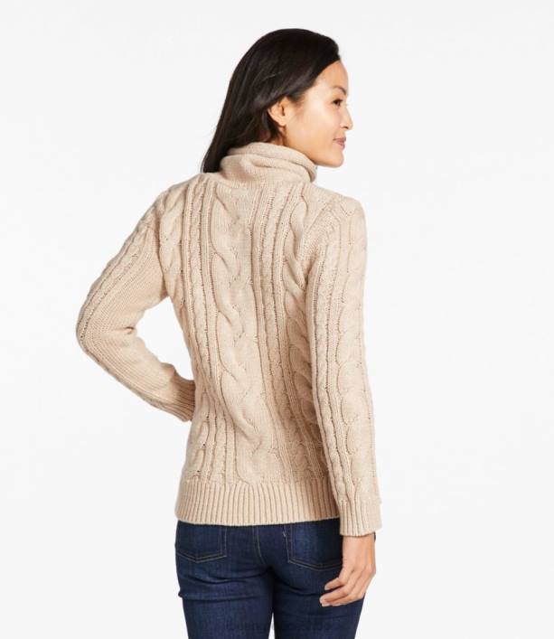 γυναίκες πουλόβερ με μικτό καλώδιο 6PHT3357 LLBean x Double L είδη ένδυσης ανοιχτό γκρι ρείκι