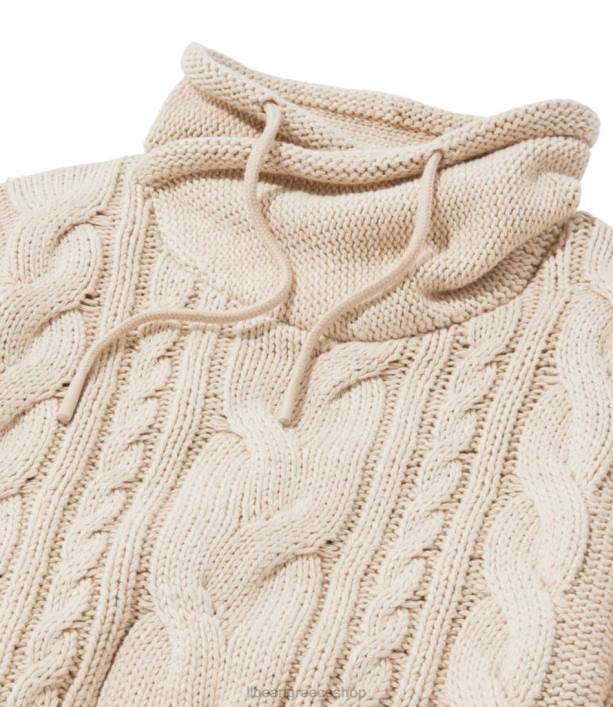 γυναίκες πουλόβερ με μικτό καλώδιο 6PHT3357 LLBean x Double L είδη ένδυσης ανοιχτό γκρι ρείκι