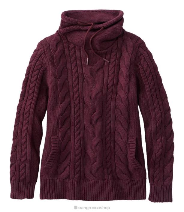 γυναίκες πουλόβερ με μικτό καλώδιο 6PHT488 LLBean x Double L είδη ένδυσης βαθύ κρασί