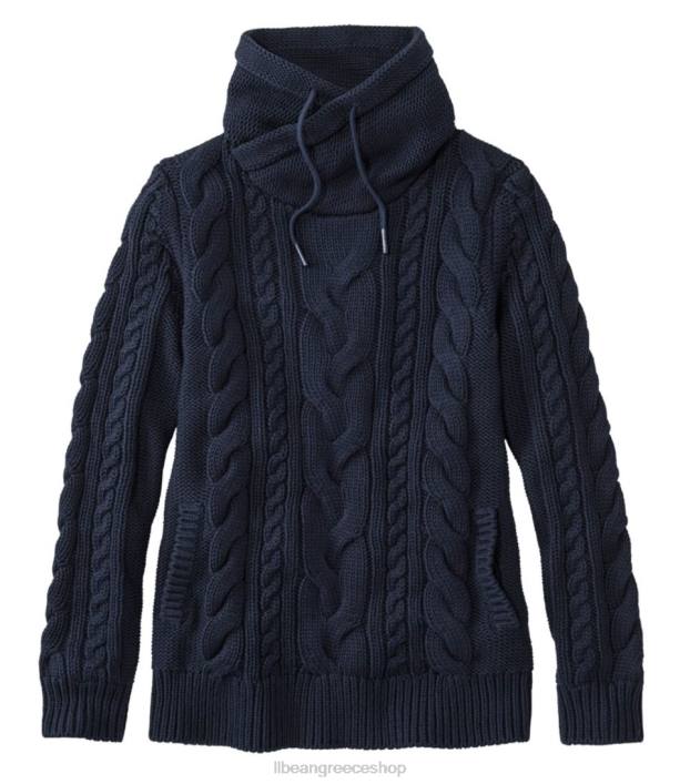 γυναίκες πουλόβερ με μικτό καλώδιο 6PHT5928 LLBean x Double L είδη ένδυσης κλασικό ναυτικό