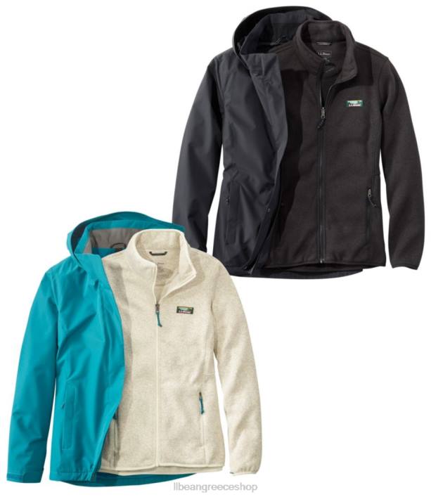 γυναίκες πουλόβερ φλις τζάκετ 3 σε 1 6PHT840 LLBean εξωτερικά ενδύματα σκουριά πορτοκαλί/σκούρο σκουριασμένο