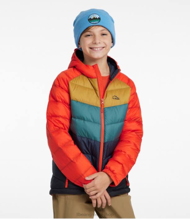 παιδιά εξαιρετικά ελαφρύ τζάκετ 650 6PHT955 LLBean εξωτερικά ενδύματα ντοματίνια colorblock